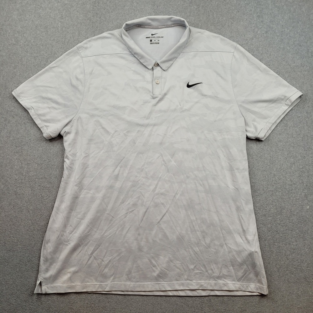 Nike Zonal Cooling Polo Mens 2XL White Gray Camo Golf AR2819-100